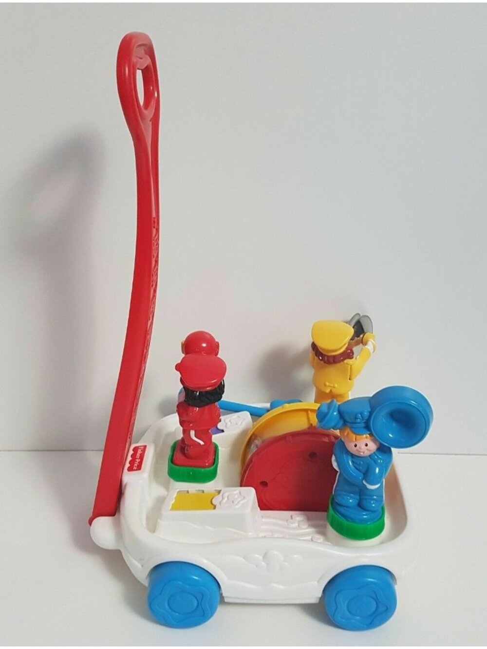 FISHER-PRICE Musical Band Wagon Pull Toy 1998 Musicians Instruments Vintage